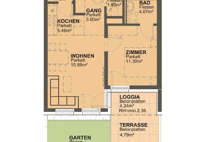 2 Zimmer Wohnung mitTerrasse und Garten - Haustiere erlaubt, Wohnung-miete, 895,24,€, 1210 Wien 22., Donaustadt