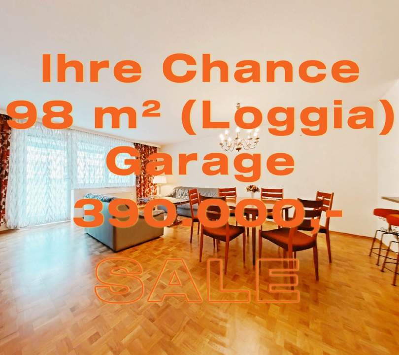 IHRE CHANCE: GÜNSTIGE 98 m² INKLUSIVE 15 m² LOGGIA + EIGENTUMS-GARAGE!