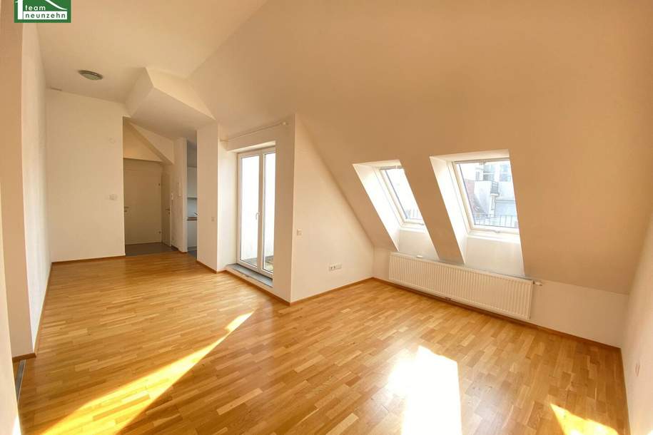 Moderne Dachgeschosswohnung mit großer Terrasse nahe Arthaberplatz in ruhiger Seitengasse! Hohe Decken und Traumbad mit Fenster, Wohnung-kauf, 399.000,€, 1100 Wien 10., Favoriten
