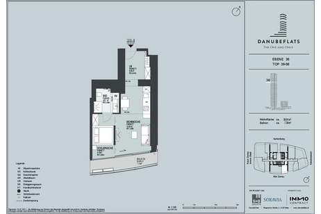 Gut aufgeteilte Zweizimmer-Wohnung Toplage Neue Donau mit wunderbarem Ausblick, Wohnung-kauf, 524.400,€, 1220 Wien 22., Donaustadt