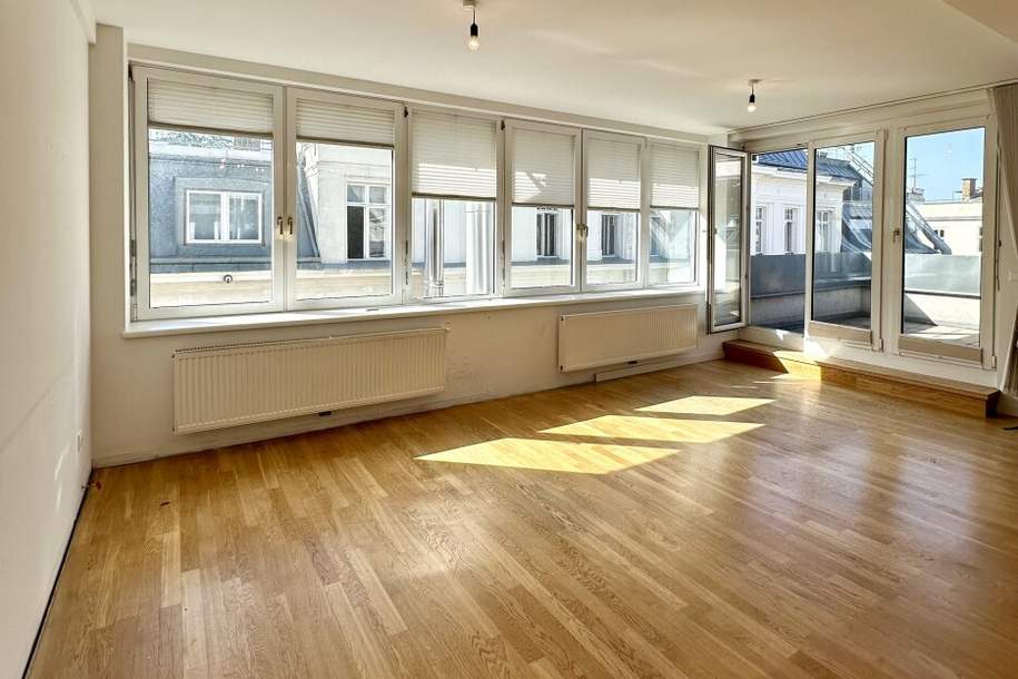 Klimatisierte Terrassenwohnung mit Blick auf das Haus des Meeres und auf die Mariahilferstraße, Wohnung-miete, 2.157,39,€, 1060 Wien 6., Mariahilf
