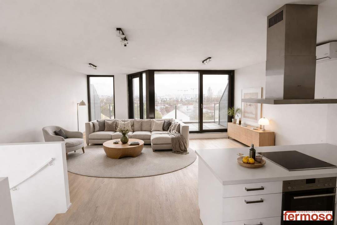 Moderne DG-Maisonette auf 2 Ebenen mit großzügiger Terrasse und Weitblick | U1 Nähe