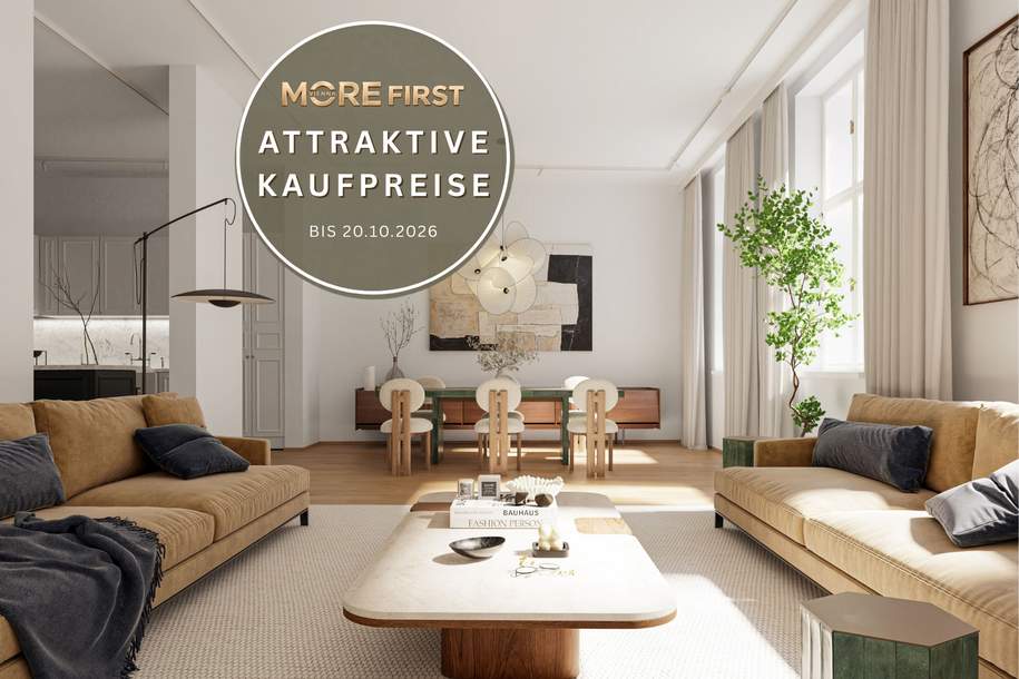 MORE VIENNA – ALTBAUFLAIR IM NEUBAU | 4 ZIMMER MIT 3,10 M RAUMHÖHE, Wohnung-kauf, 1.328.300,€, 1020 Wien 2., Leopoldstadt