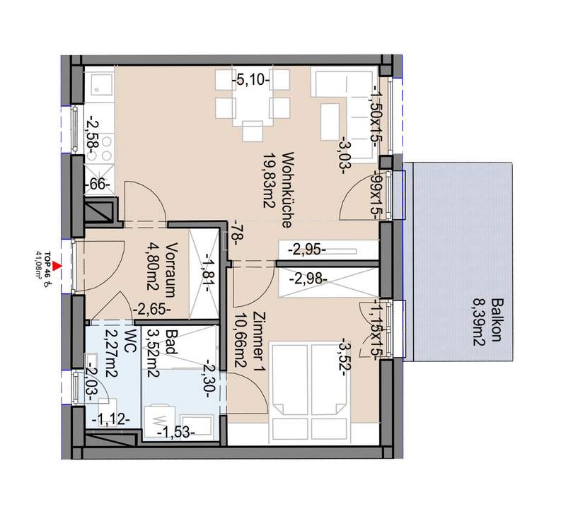 Geförderte Neubauwohnung mit Balkon im 2. Stock