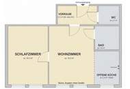 Sonnige, teilsanierte 2-Zimmer-Wohnung mit traumhaftem Grünblick!