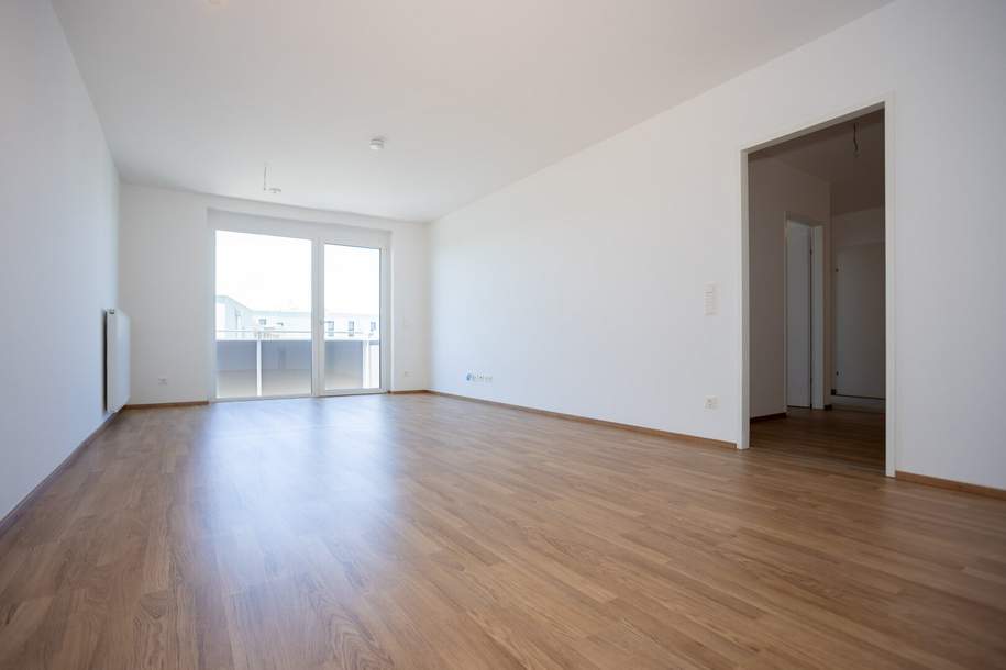 ERSTBEZUG in Wiener Neustadt – hochwertige 3-Zimmer-Wohnung mit Balkon und Tiefgarage im „ein viertel grün“, Wohnung-miete, 914,67,€, 2700 Wiener Neustadt(Stadt)