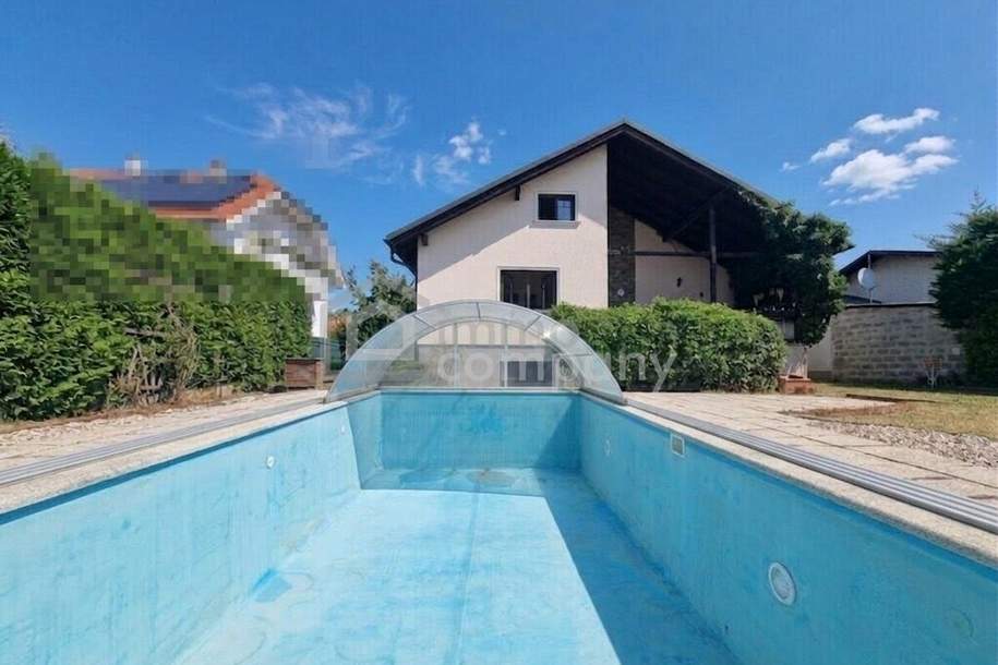 Charmantes Einfamilienhaus mit 8m Pool, 25m² Terrasse und viel Platz, Haus-kauf, 470.000,€, 2601 Wiener Neustadt(Land)