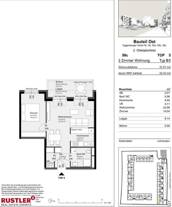 Attraktive 2 Zimmer-Wohnung mit Loggia und Balkon