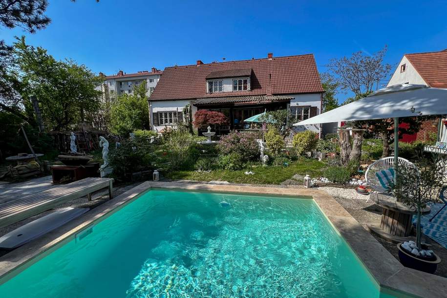 Charmantes, vielseitiges Doppelhaus mit Pool auf 1.134m2 Grundstück, Haus-kauf, 595.000,€, 2700 Wiener Neustadt(Stadt)