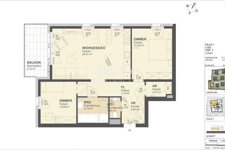 KREMSER WOHNDOMIZIL3Zi- 77qm- Balkon-Eigentum, Lift, Tiefgarage, in beliebter Grünruhelage, Wohnung-kauf, 265.000,€, 3500 Krems an der Donau(Stadt)