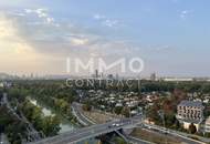 Fantastische Dreizimmer-Wohnung mit Top-Ausblick über Stadt, Donaukanal, Prater (Tiefgarage im Haus)