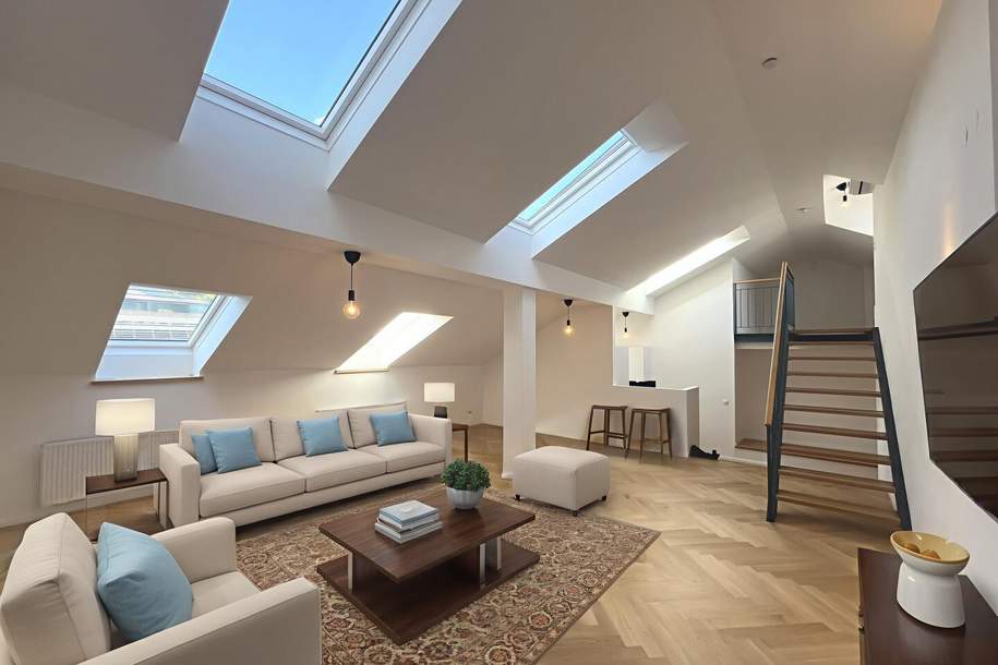 Traumhafte Dachgeschoßwohnung mit großer Terrasse nahe Schottentor!, Wohnung-miete, 3.248,99,€, 1090 Wien 9., Alsergrund