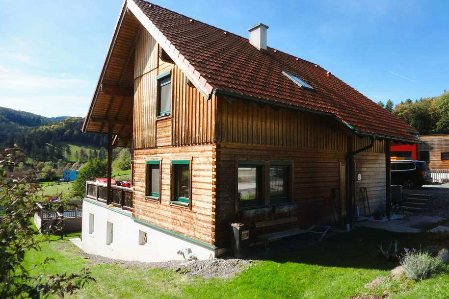 NEUWERTIGES HOLZBLOCKHAUS IN SONNIGER SÜDHANGLAGE! Jetzt mit Drohnenvideo!, Haus-kauf, 449.000,€, 2851 Wiener Neustadt(Land)