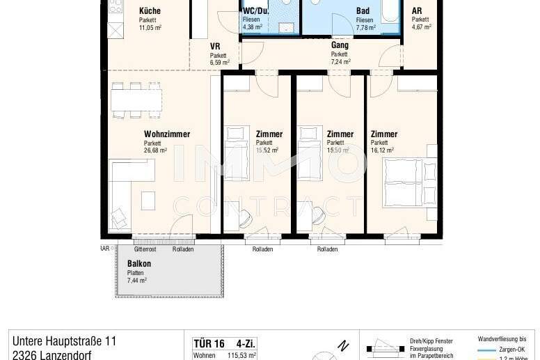 Erstbezug 4 Zimmer Wohnung, Wohnung-kauf, 280.000,€, 2326 Bruck an der Leitha