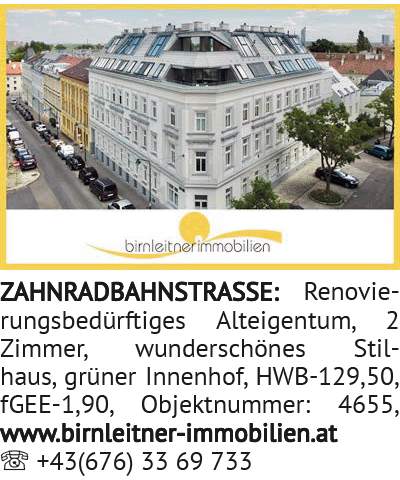 Renovierungsbedürftiges Alteigentum, 2 Zimmer, wunderschönes Stilhaus, grüner Innenhof, HWB-129,50,