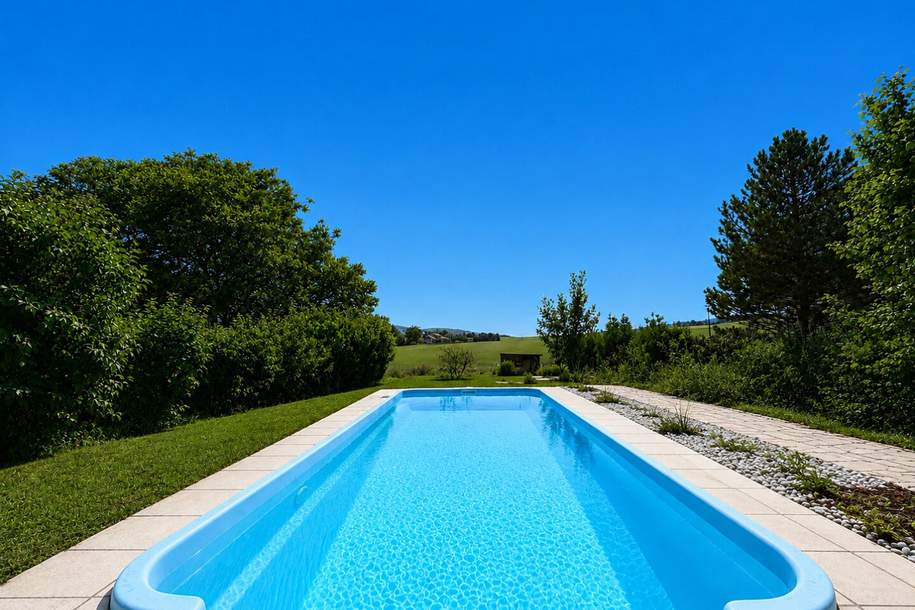 Wohnen im Grünen und bestens angebunden an Wien | großzügiger Außenbereich mit Pool | Absolute RUHELAGE und unverbaubarer GRÜNBLICK, Haus-kauf, 449.000,€, 3004 Tulln
