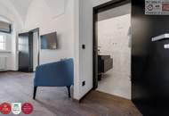 Leben im historischen „Freihof“ in Döbling: großzügige 3 Zimmer Wohnung mit Blick auf die Donau - Optional mit Parkplatz & Garten mit Pool