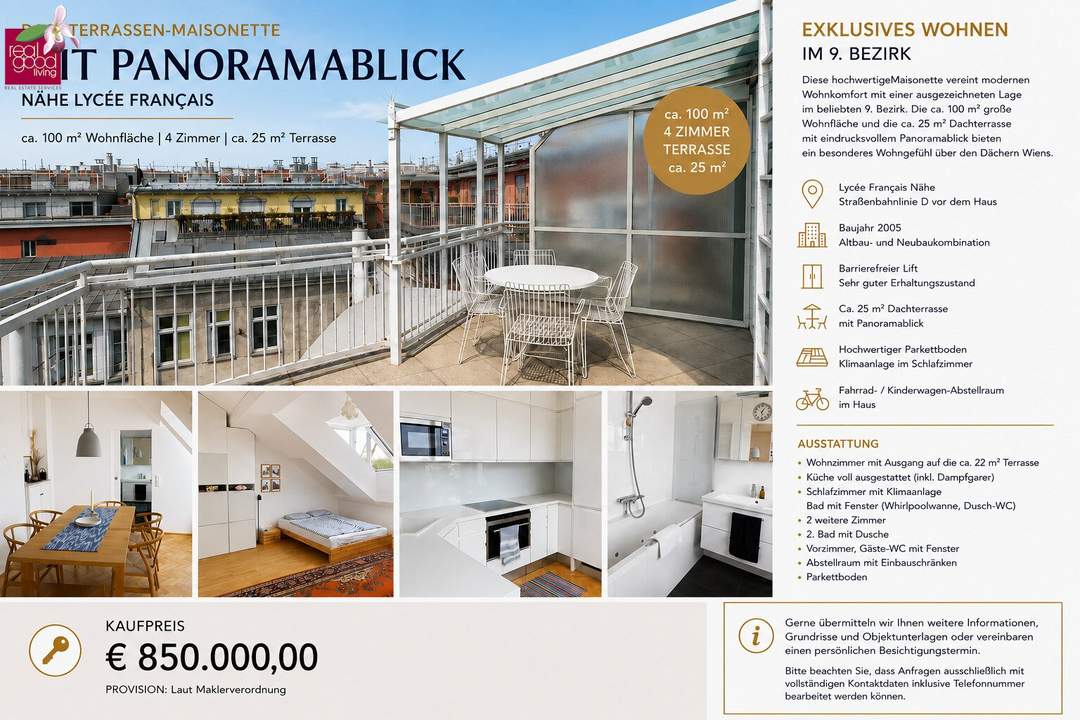 Exklusive Dachterrassen-Maisonette mit Panoramablick im 9. Bezirk