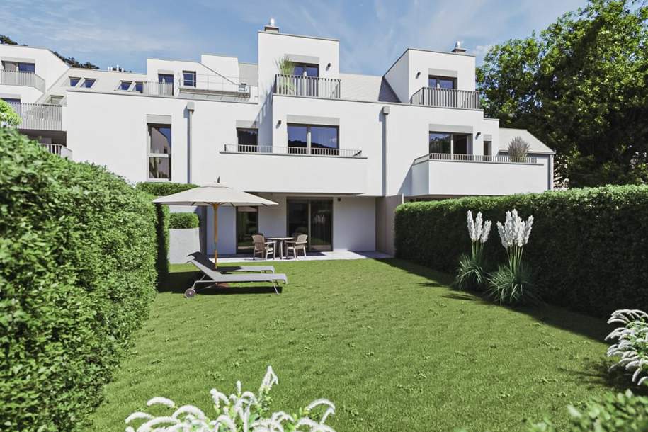 Abkühlen im hauseigenen Pool .... Ihre Traumwohnung mit Terrasse oder Garten und Fernblick Nähe Maurer Wald PROVISIONSFREI !!, Haus-kauf, 978.397,€, 1230 Wien 23., Liesing