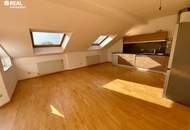 Dachausbau, ca. 40 m² Wohnsalon, 2 Schlafzimmer und ca. 6,5 m² Eckterrasse