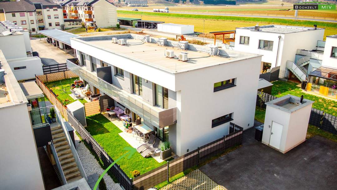 Klimatisierte Neubau-3-Zimmer-Gartenwohnung mit 2 Parkplätzen in moderner Siedlung in +++ Wasendorf +++