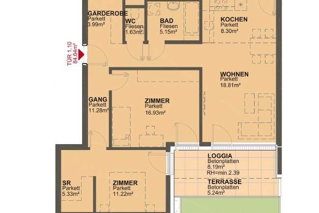 3 Zimmer Gartenwohnung mit Blick ins Grüne, Wohnung-miete, 1.441,02,€, 1210 Wien 21., Floridsdorf