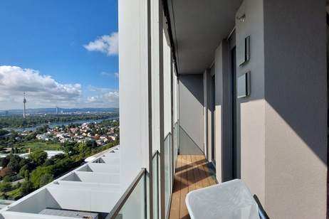 Stylische 1,5-Zi.-Wohnung mit Loggia & Rooftop Pool | TOWER HOMES im V22, Wohnung-miete, 735,00,€, 1220 Wien 22., Donaustadt