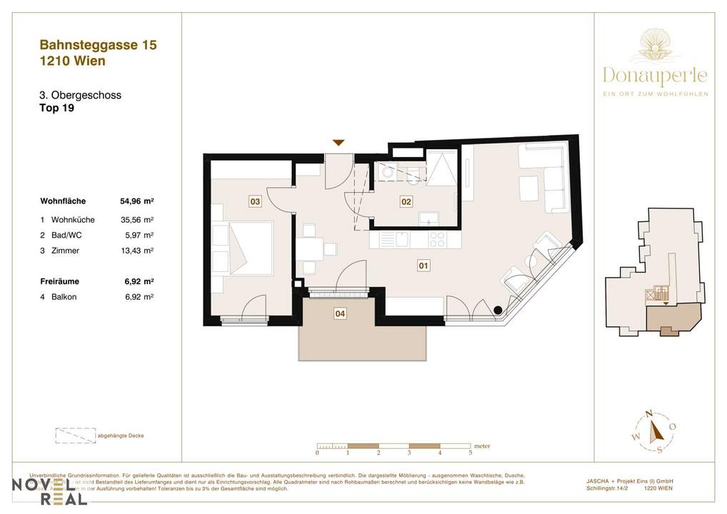NEU | Exklusive Aktion – Küche inklusive | Jetzt sichern! "DONAU PERLE" Endlich ein eigenes Zuhause: 2-Zimmer-Erstbezug Wohnung mit Süd-Balkon in Top Lage!