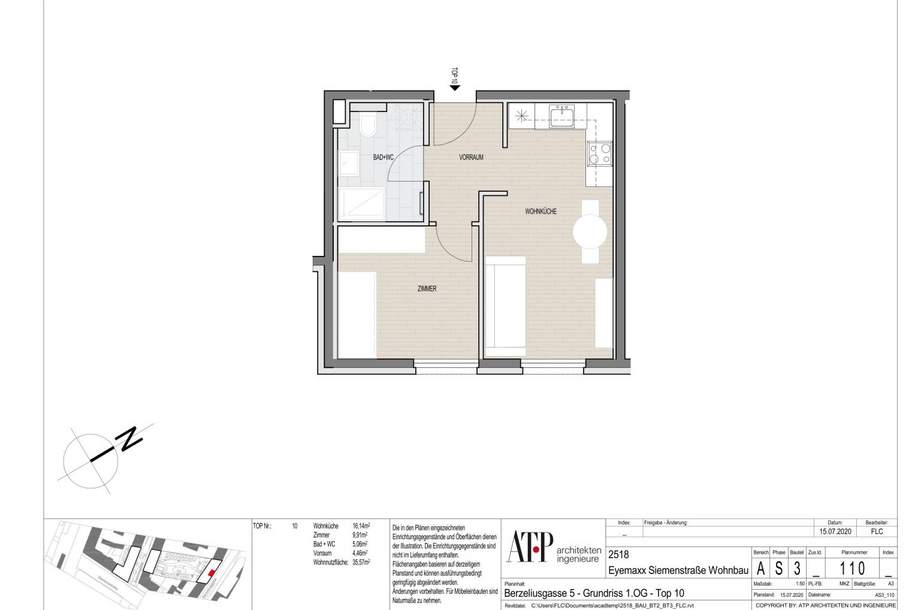 Attraktive 2-Zimmer Wohnung in unmittelbarer Nähe zur SCN, Wohnung-miete, 715,00,€, 1210 Wien 21., Floridsdorf