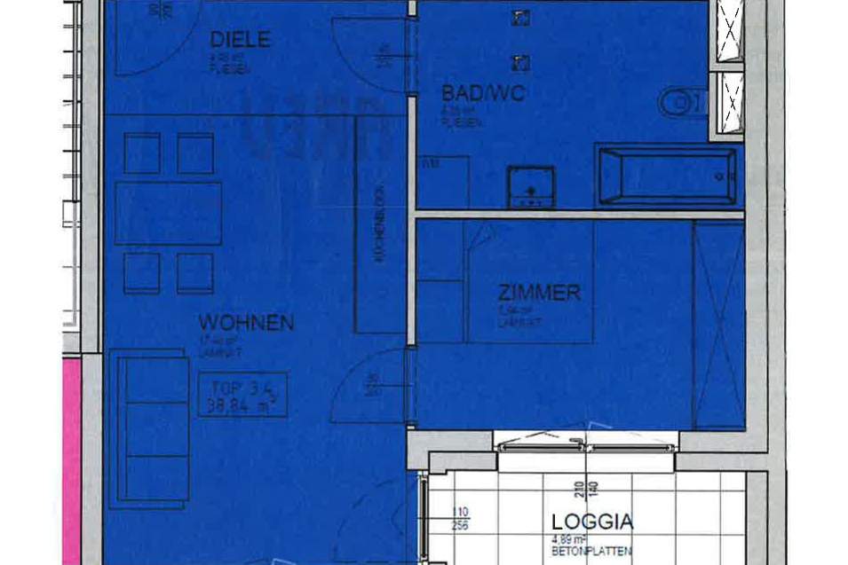 Ausgezeichnete 1,5 Zimmerwohnung nahe dem Zentrum