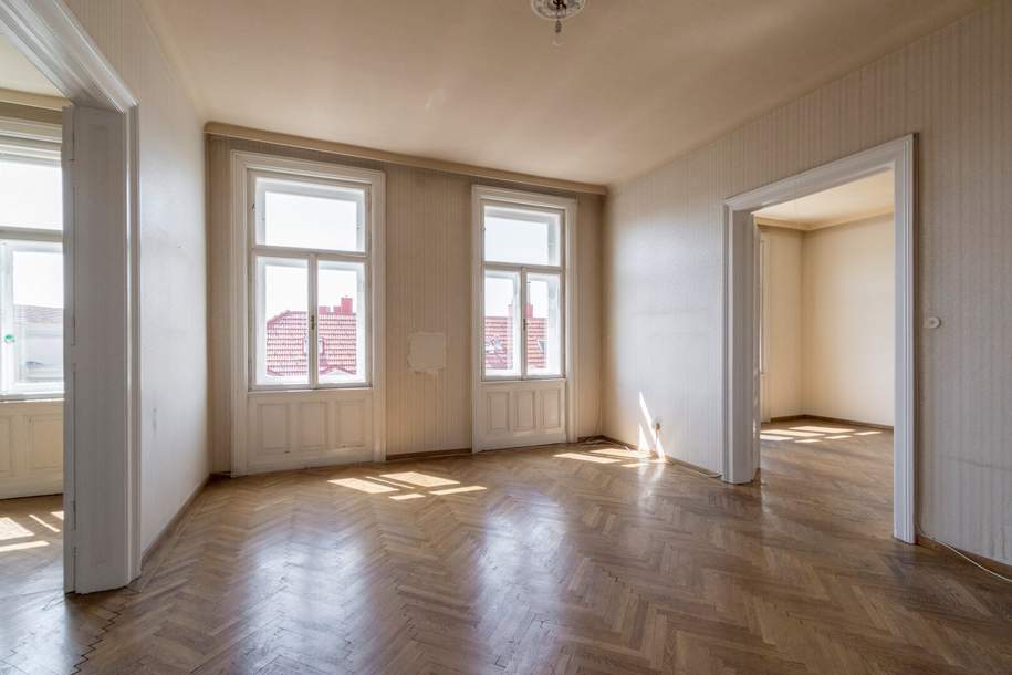 Südseitiger Altbau mit schönem Ausblick! Sanierungsbedürftige 3,5-Zimmer-Wohnung im 3. Stock, Wohnung-kauf, 695.000,€, 1060 Wien 6., Mariahilf