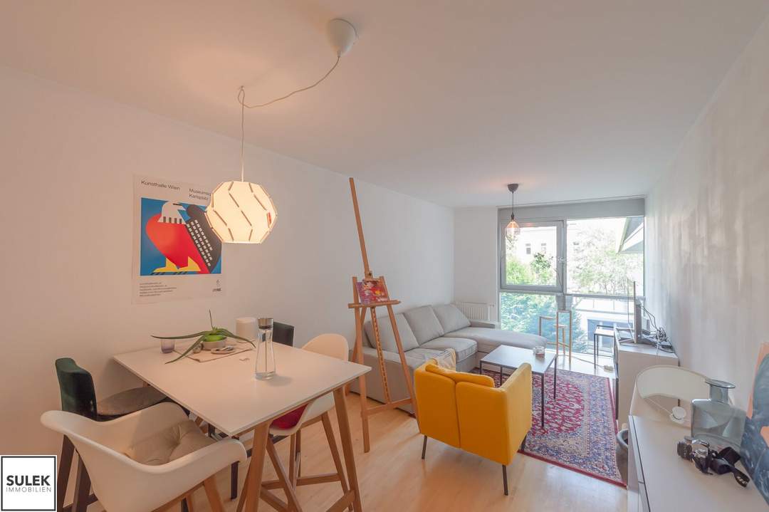 Grünblick in den Innenhof: ruhige, helle 2-Zimmer Neubauwohnung ~ Kaiserstr. 68 ~ ab sofort!!