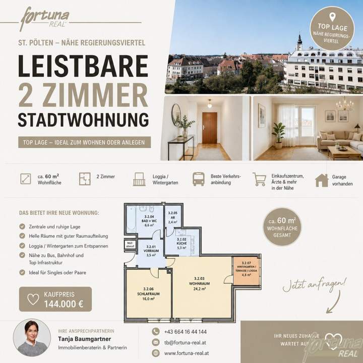 leistbare 2 Zimmer Stadtwohnung - nähe Regierungsviertel