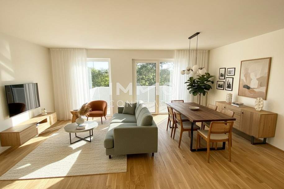 ERSTBEZUG - 3 Zimmer Gartenwohnung + 2 Bäder = DAS LAURENZ = 2 bedroom apartment+garden, Wohnung-kauf, 519.200,€, 1110 Wien 22., Donaustadt
