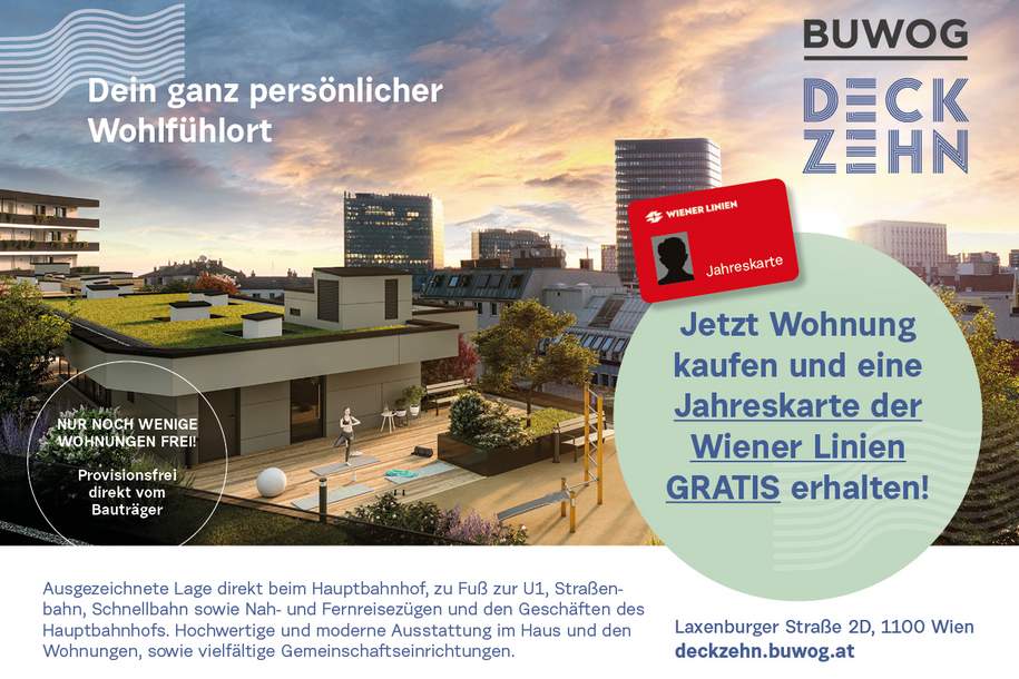 Neubau Erstbezug - 2 Zimmer mit Freifläche, provisionsfrei u. gratis Jahreskarte der Wr. Linien, Wohnung-kauf, 381.600,€, 1100 Wien 10., Favoriten