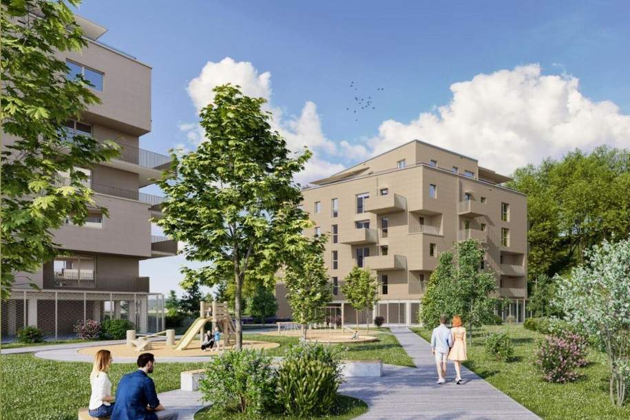 Wohnen mit Ausblick: Traumhafte Balkone im Projekt Schlosspark | Großzügige 3-Zimmerwohnung, Wohnung-miete, 1.076,61,€, 8054 Graz(Stadt)