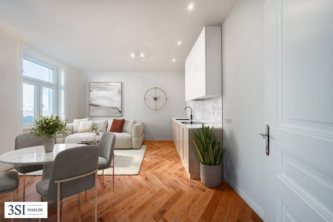 Lichtdurchfluteter 3-Zimmer-Stilaltbau mit modernster Ausstattung und Loggia