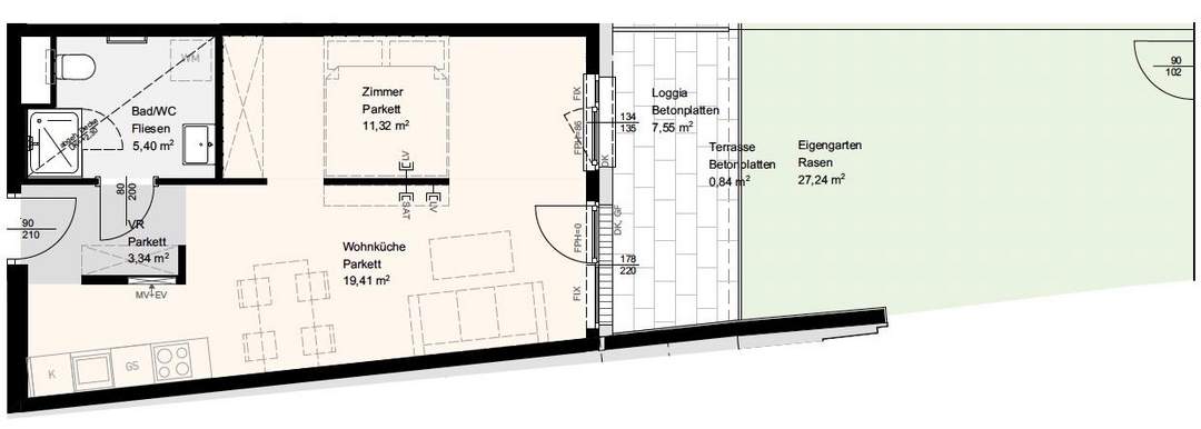 AB AUGUST/ Singlewohnung mit Frischluft und Garten