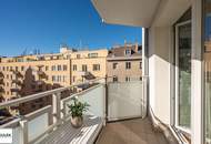 Helle, klimatisierte und möblierte Stadtwohnung: 2 Zimmer + Küche + Balkon (Abendsonne!) nahe U1 ab 1.8.26