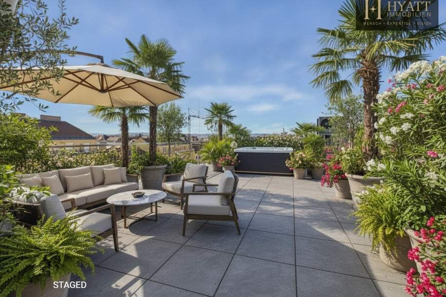 SKYLINE PENTHOUSE RETREAT – ~135 m² OF LUXURY LIVING WITH ~80 m² ROOFTOP OASIS, JACUZZI & PRIVATE SAUNA, Wohnung-kauf, 1.316.700,€, 1100 Wien 10., Favoriten