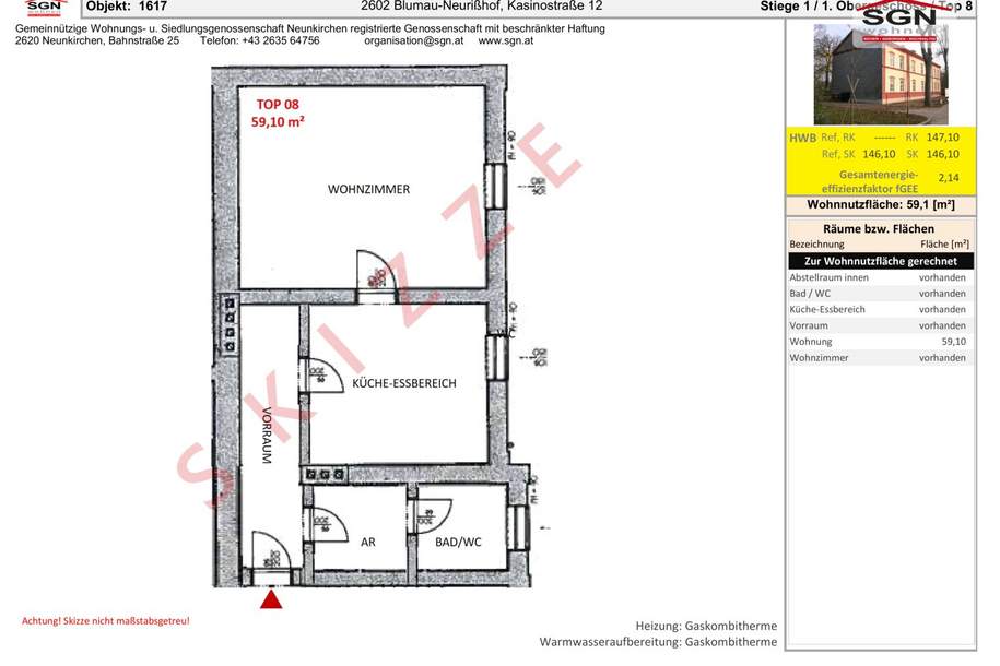 Vollrenovierte 2-Zimmer-Wohnung in Blumau-Neurißhof – Ihr neues Zuhause wartet!, Wohnung-miete, 693,96,€, 2602 Baden