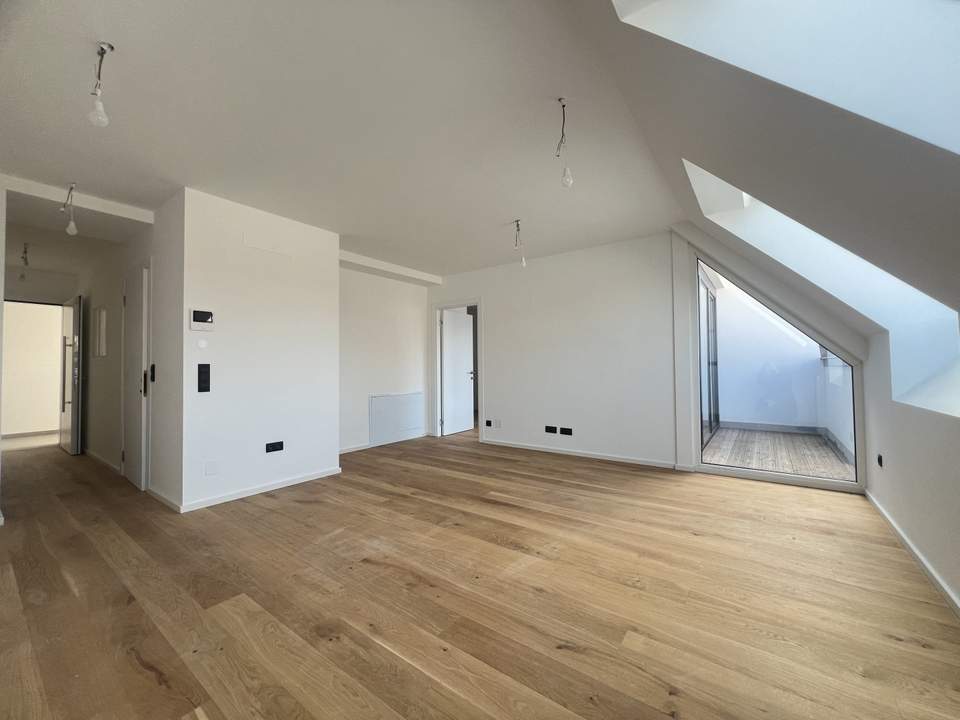 Top moderne DG-Wohnung mit Terrasse &amp; Fernblick - klimatisiert | Erstbezug am Reinlpark