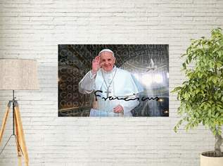 Papst Franziskus mit Friedenstaube. Blickfang! Souvenir. Top Deko. Geschenkidee. Wandbild. Unikat. Rarität. 