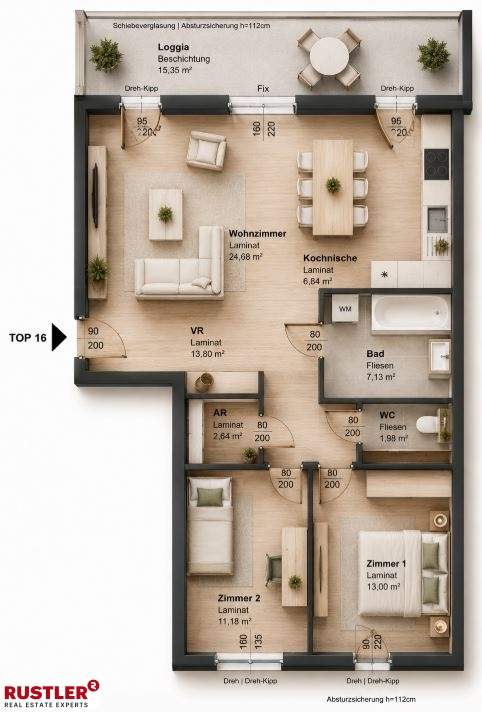 Sehr gut aufgeteilte 3 Zimmerwohnung - WG geeignet!