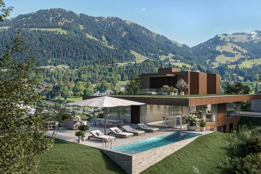 Grundstück mit baugenehmigter Luxusvilla in einzigartiger Aussichtslage, Grund und Boden-kauf, 3.500.000,€, 6370 Kitzbühel