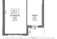 LORYSTRASSE, U3-Nähe, 61 m2 Neubau mit 80 m2 Terrasse, Wohnküche, 1 Zimmer, Duschbad, Parketten, 1. Liftstock, vermietet