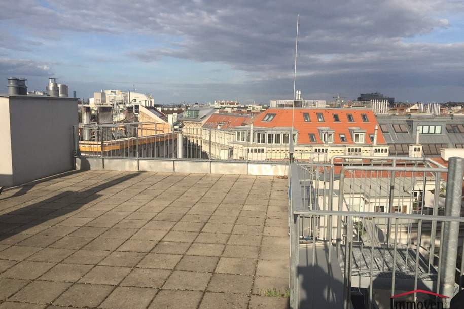 Dachgeschosswohnung mit Klimaanlage, Terrasse, Dachterrasse und Weitblick, Wohnung-miete, 3.019,00,€, 1050 Wien 5., Margareten