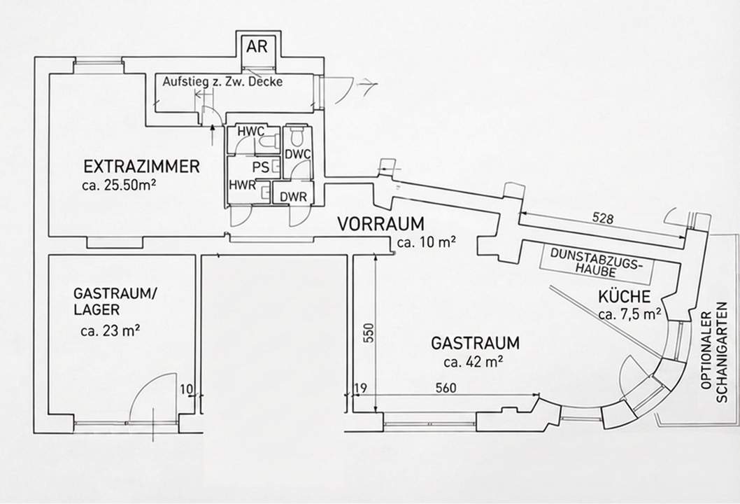 Unbefristete Hauptmiete! Tolle Chance zur Verwirklichung Ihres Gastrokonzeptes - vollausgestattetes Lokal mit Lager, Schanigartenoption!