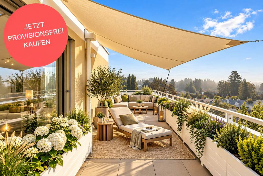 Wohnen im Dachgeschoß | 4-Zimmer, 2 Bäder, Rundum-Terrasse | Grün- und Bergblick | Provisionsfrei