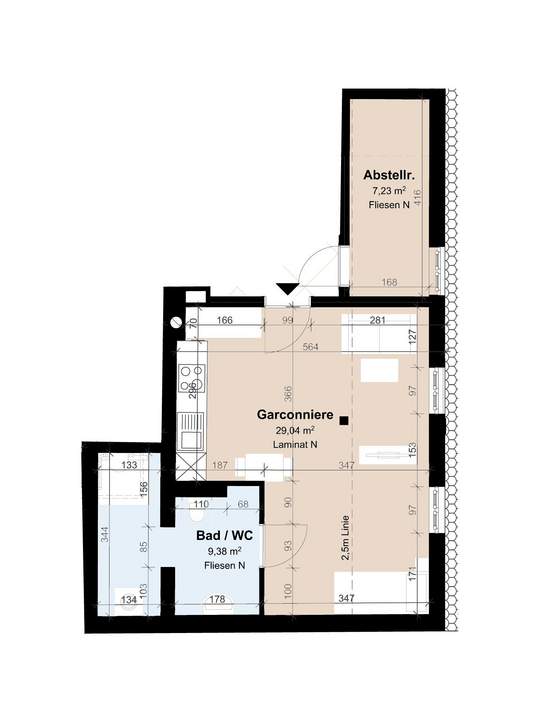 Geförderte Altbauwohnung im 3. Stock mit 1 Zimmer